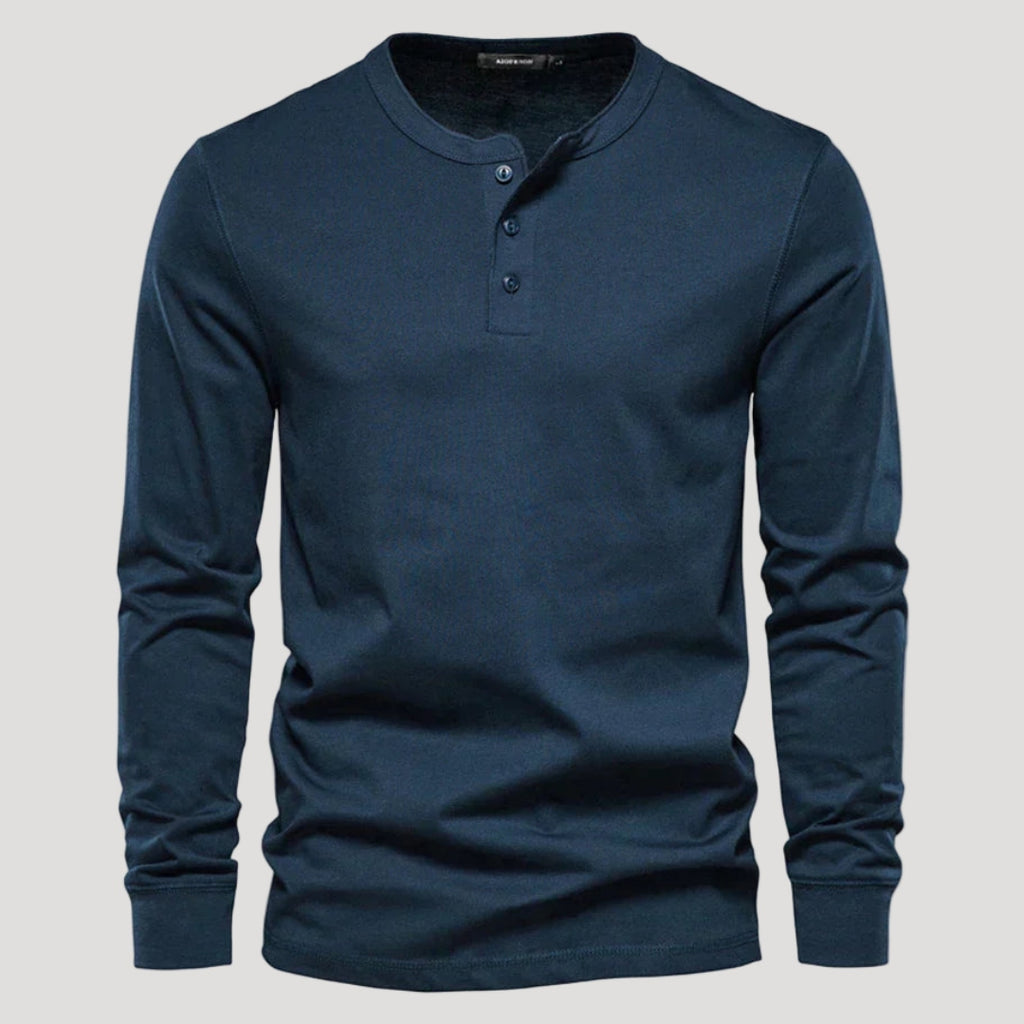 Men’s Long Sleeve Henley Shirt Casual Slim Fit Pullover Top