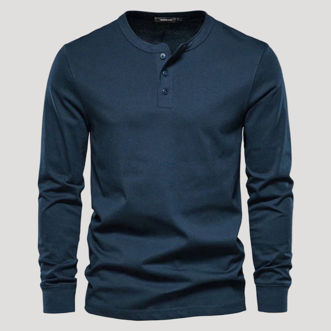 Men’s Long Sleeve Henley Shirt Casual Slim Fit Pullover Top