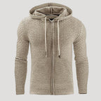 Men’s Full Zip Knit Hoodie Textured Sweatshirt Jacket