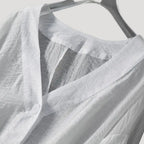 Women’s Blouse V Neck Long Sleeve Button Cropped Loose