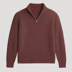 Mens Ribbed Knit Quarter Zip Sweater Long Sleeve Casual Jumper