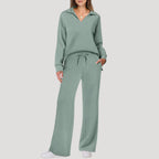 Women’s Lounge Set Long Sleeve Top Wide Leg Pants Outfit