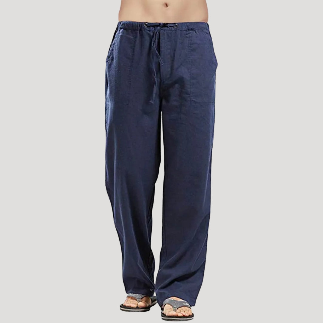 Men’s Linen Pants Drawstring Relaxed Fit Casual Trousers