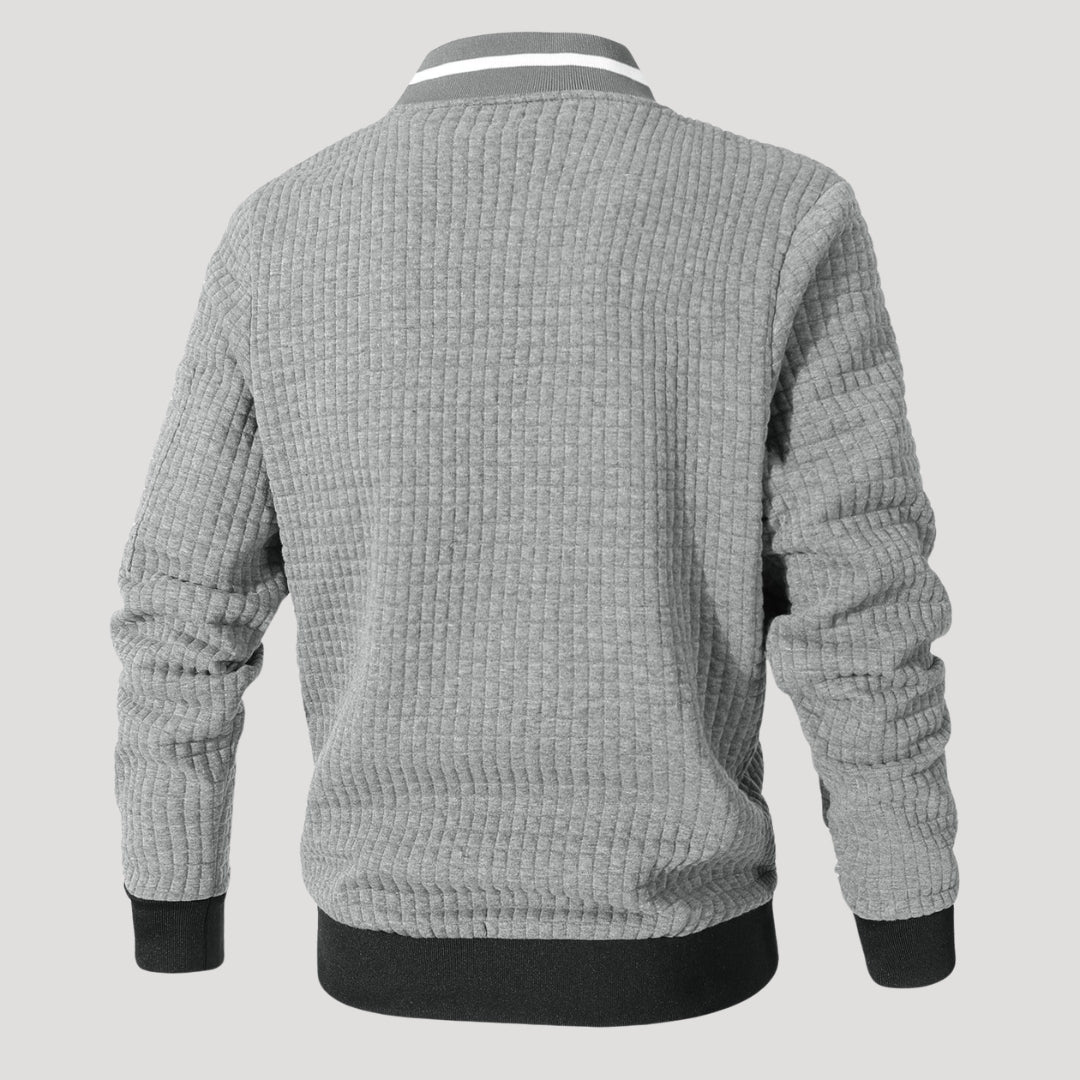 Men’s Textured Zip Up Bomber Jacket Casual Outerwear Coat