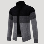 Men’s Color Block Zip Sweater Casual Knit Cardigan Jacket