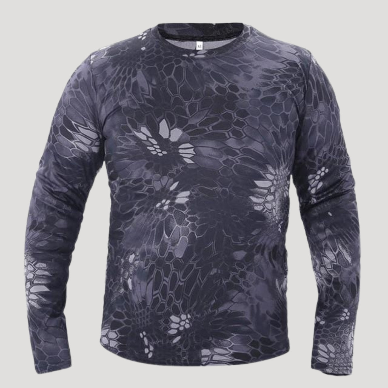 Men’s Camo Long Sleeve Crew Neck Outdoor Tactical Shirt