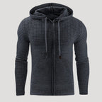 Men’s Full Zip Knit Hoodie Textured Sweatshirt Jacket