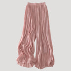Women’s Pleated Wide Leg Pants Elastic Waist Flowy Lightweight