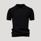 Men’s Short Sleeve Henley Polo Shirt Casual Knit Top