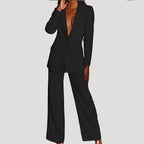 Women’s Blazer Pants Set Tailored Straight Leg Business Suit