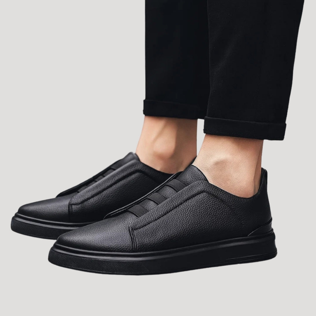 Men’s Slip On Sneakers Casual Leather Platform Shoes