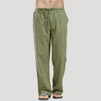 Men’s Linen Pants Drawstring Relaxed Fit Casual Trousers