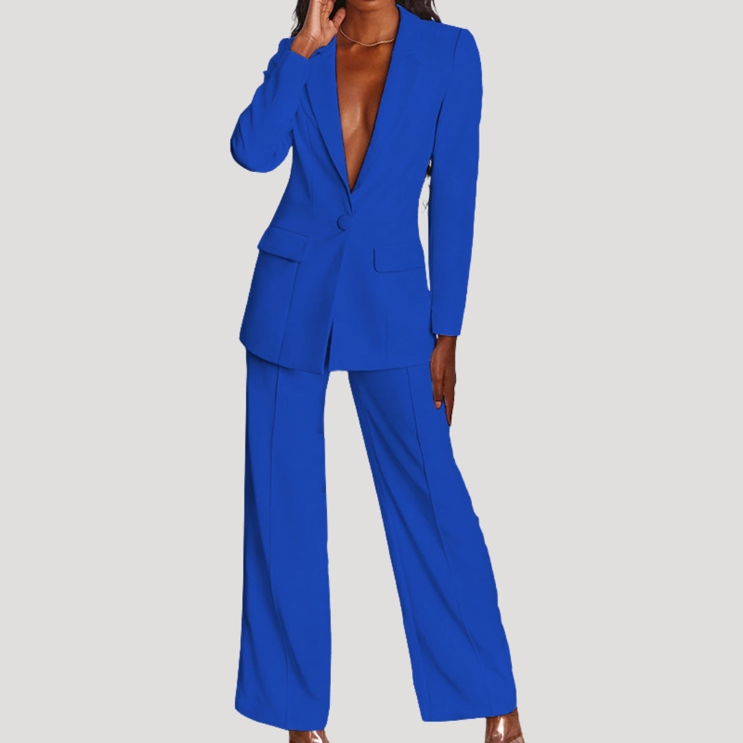 Women’s Blazer Pants Set Tailored Straight Leg Business Suit