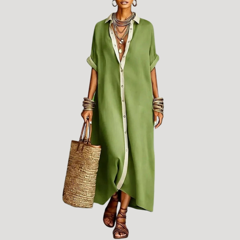 Women’s Summer Dress Maxi Shirt Casual Loose Collared