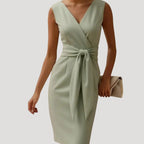 Women’s Sleeveless Midi Dress Tie Waist Elegant Sundress