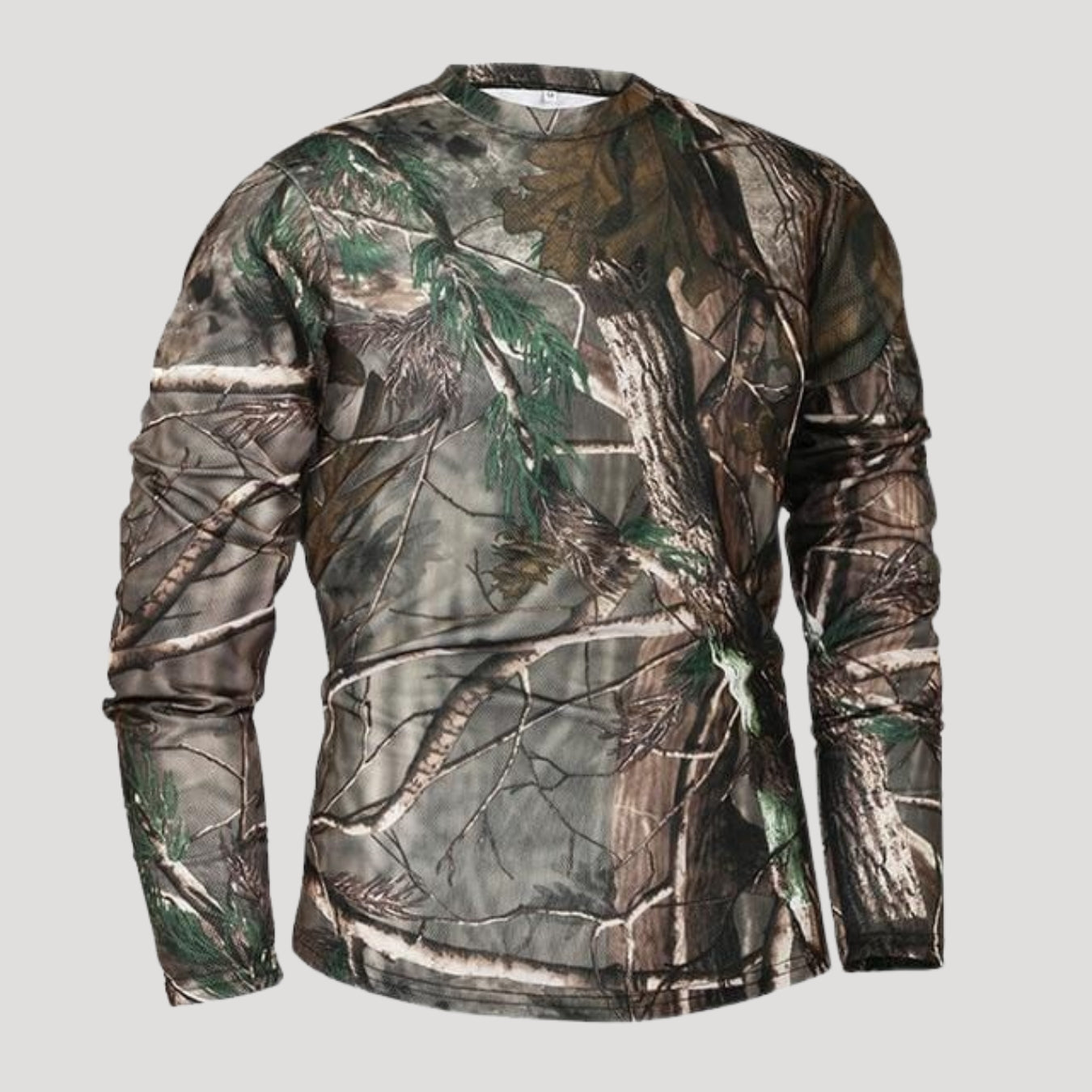 Men’s Camo Long Sleeve Crew Neck Outdoor Tactical Shirt