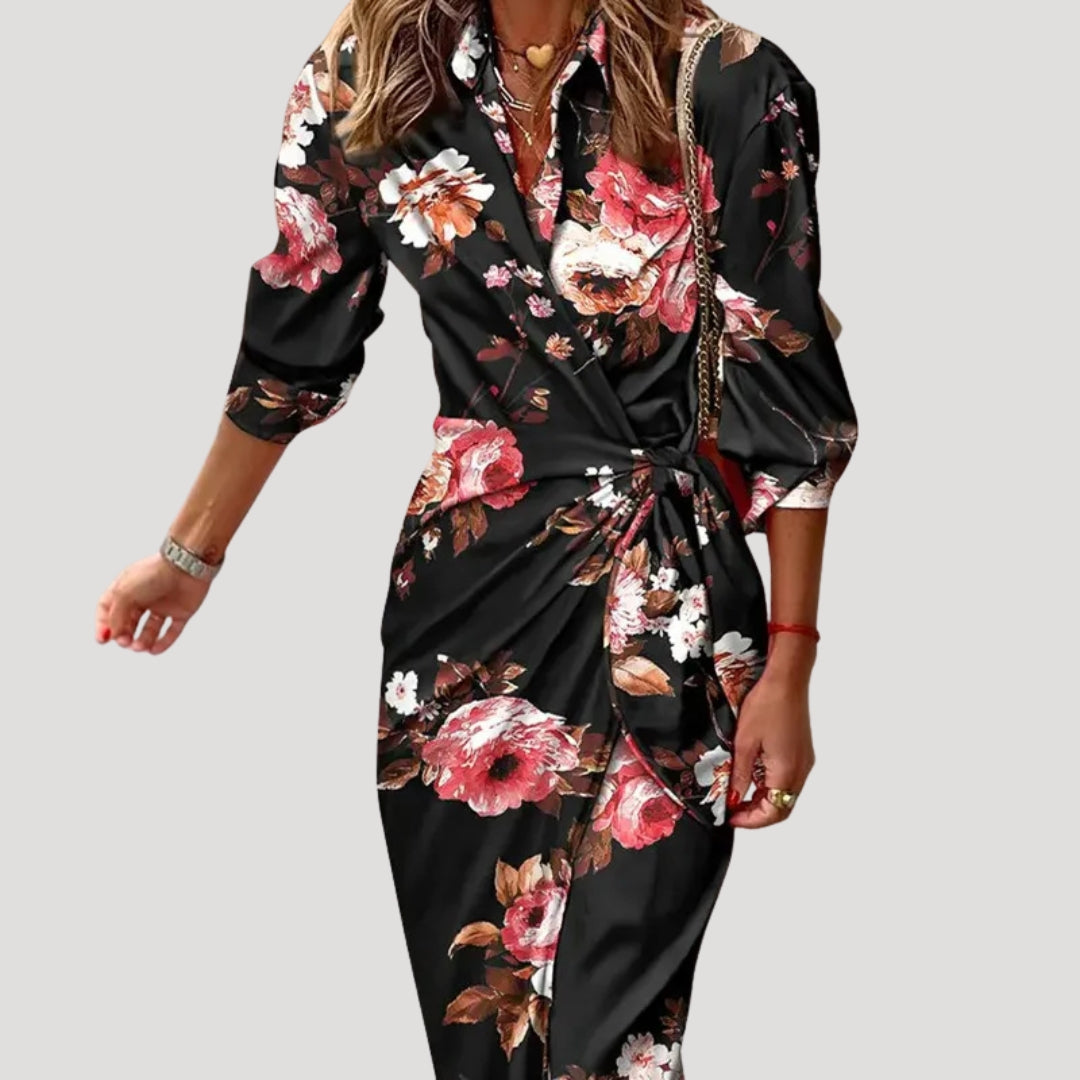 Women’s Summer Dress Wrap Midi Bodycon Casual V Neck