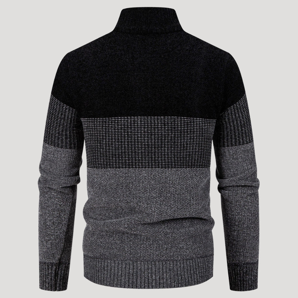 Men’s Color Block Zip Sweater Casual Knit Cardigan Jacket