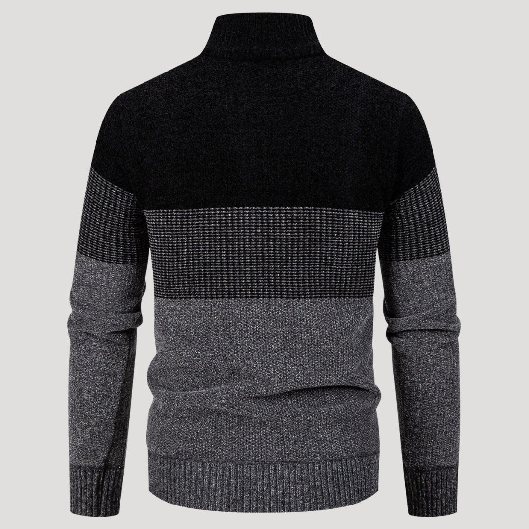 Men’s Color Block Zip Sweater Casual Knit Cardigan Jacket