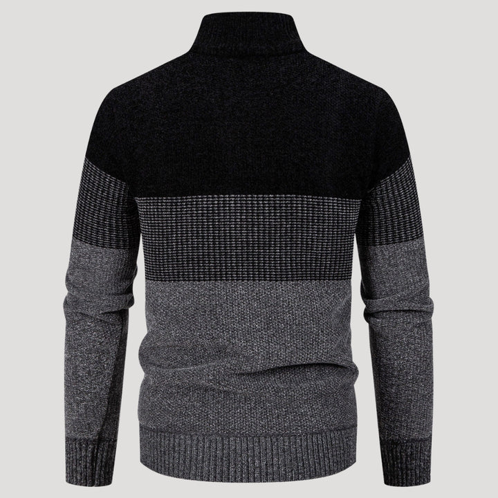 Men’s Color Block Zip Sweater Casual Knit Cardigan Jacket