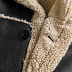 Men’s Leather Aviator Coat Sherpa Lined Button Outerwear