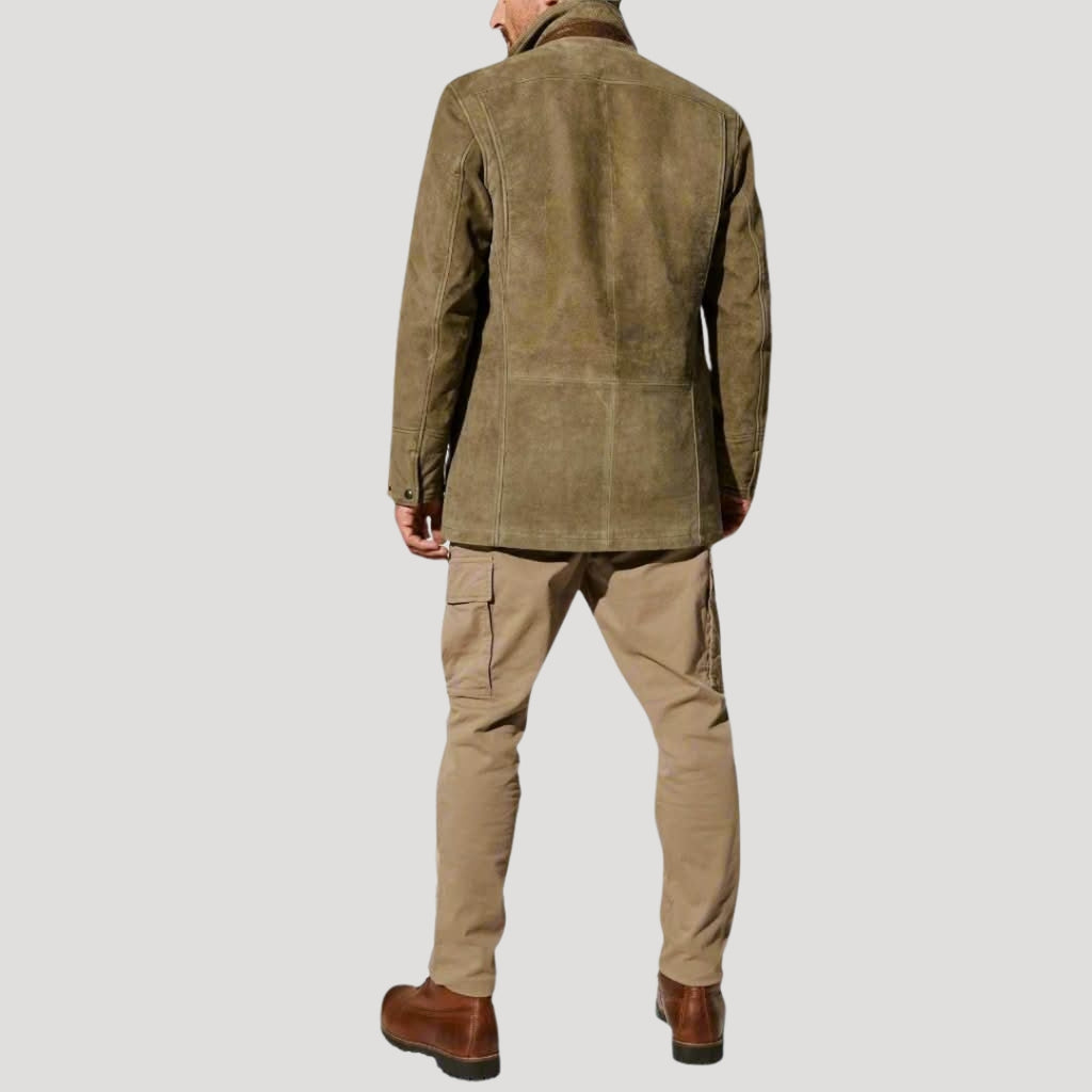 Men’s Leather Suede Blazer Structured Fit Jacket