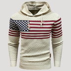 Men’s American Flag Graphic Hoodie Casual Knit Pullover Top