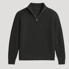 Mens Ribbed Knit Quarter Zip Sweater Long Sleeve Casual Jumper