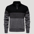 Men’s Color Block Zip Sweater Casual Knit Cardigan Jacket