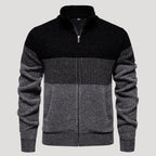 Men’s Color Block Zip Sweater Casual Knit Cardigan Jacket