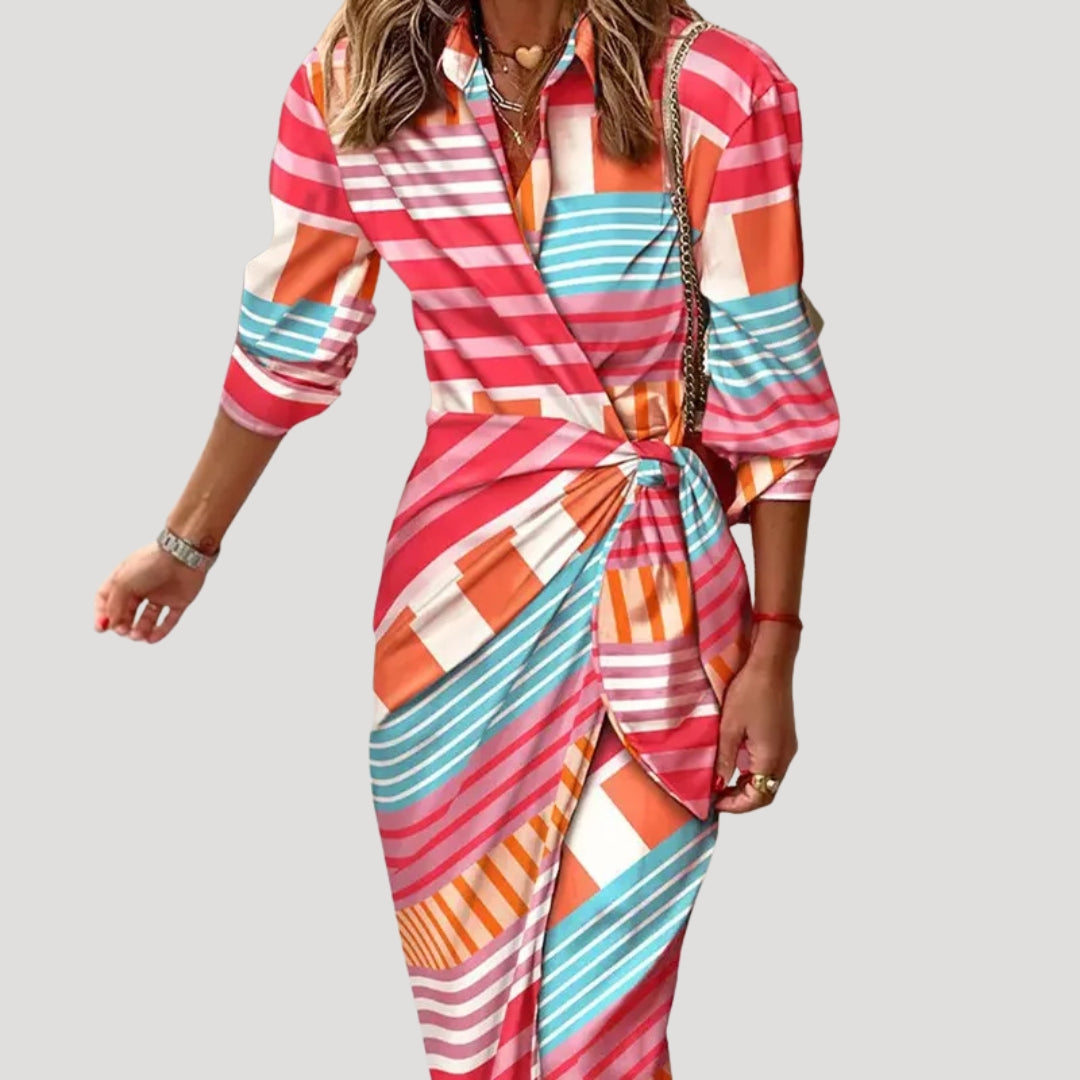 Women’s Summer Dress Wrap Midi Bodycon Casual V Neck