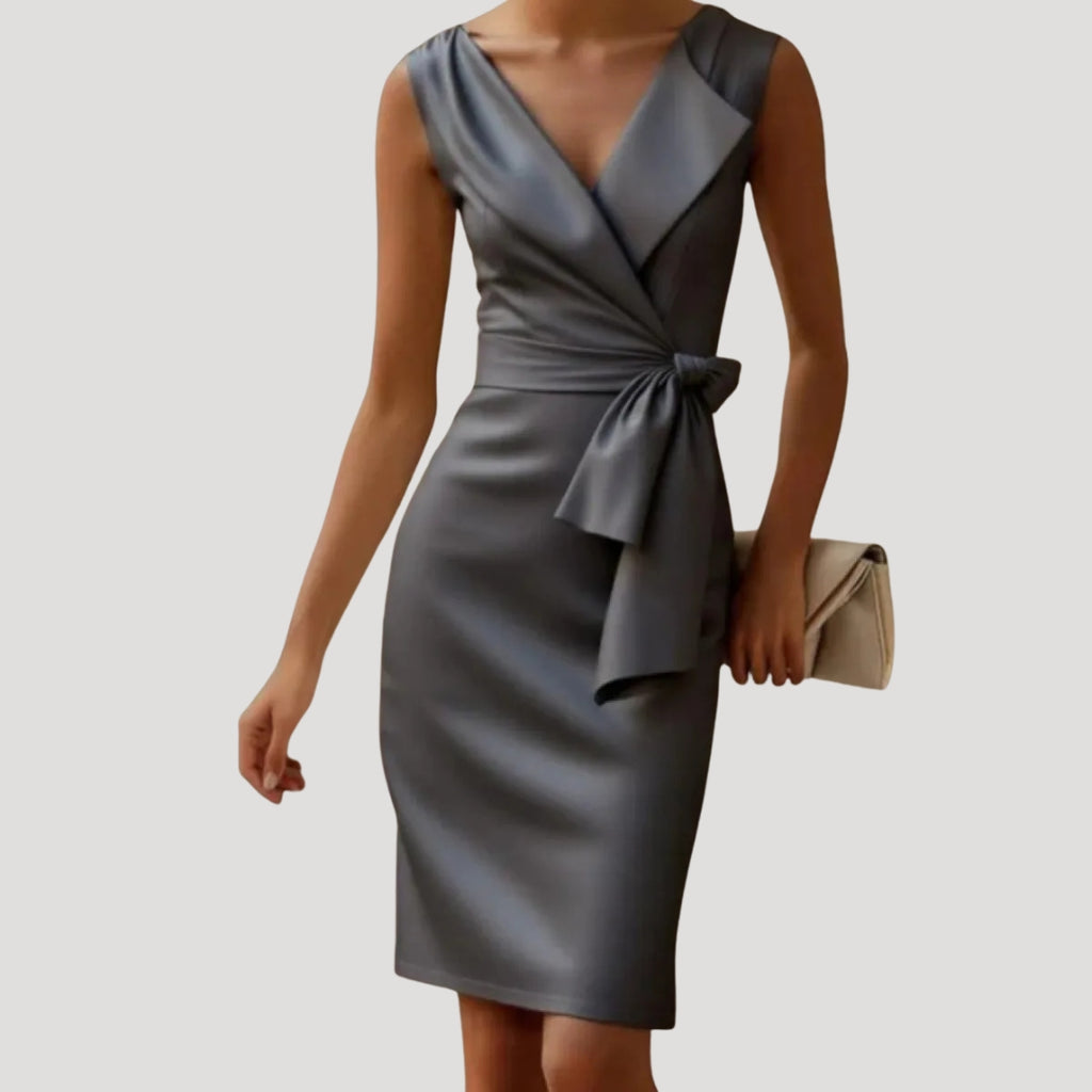 Women’s Sleeveless Midi Dress Tie Waist Elegant Sundress