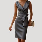 Women’s Sleeveless Midi Dress Tie Waist Elegant Sundress