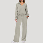Women’s Lounge Set Long Sleeve Top Wide Leg Pants Outfit