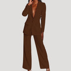 Women’s Blazer Pants Set Tailored Straight Leg Business Suit