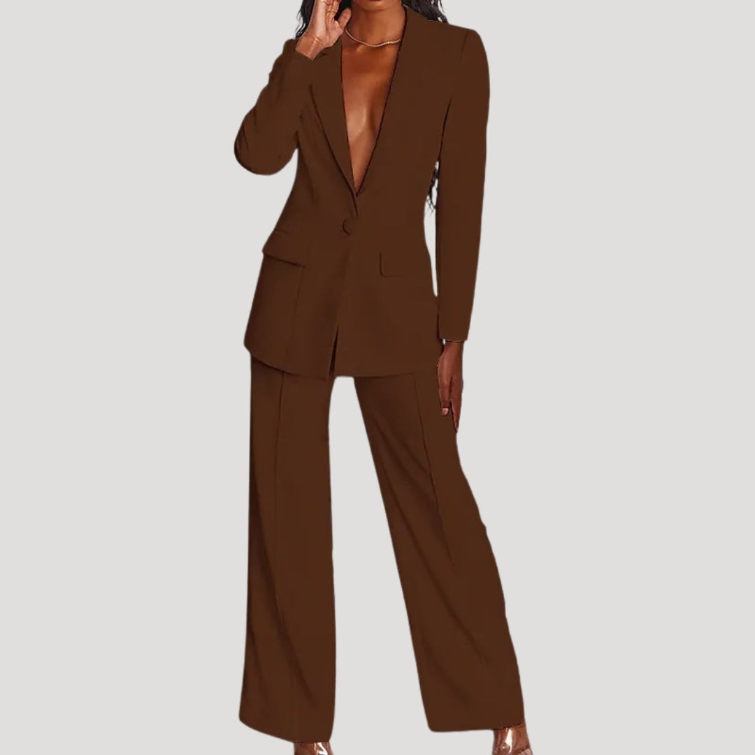 Women’s Blazer Pants Set Tailored Straight Leg Business Suit
