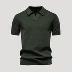 Men’s Short Sleeve Henley Polo Shirt Casual Knit Top