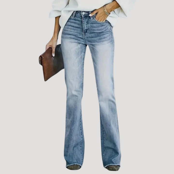 Dámske Rifle Rozšírené S Vysokým Pásom Bootcut Retro Strih