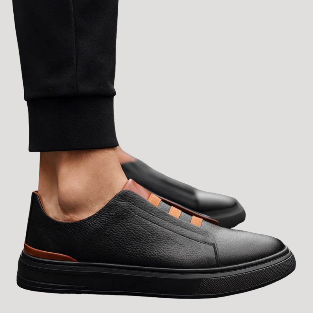 Men’s Slip On Sneakers Casual Leather Platform Shoes