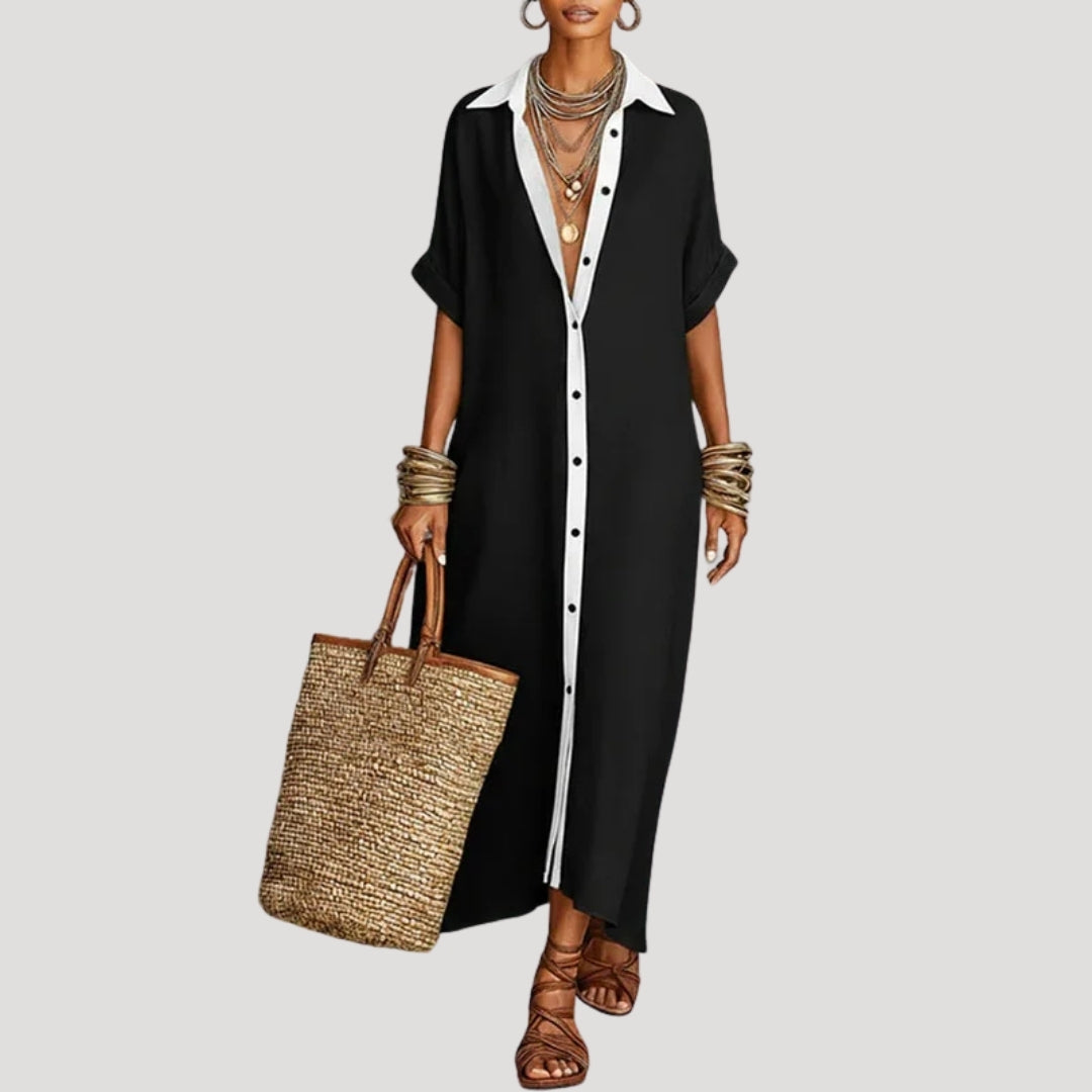 Women’s Summer Dress Maxi Shirt Casual Loose Collared
