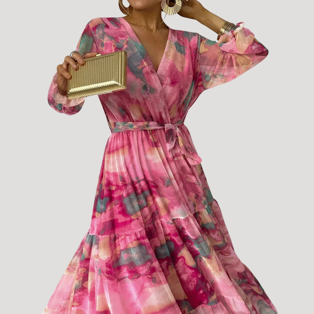 Women’s Maxi Dress Long Sleeve V Neck Boho