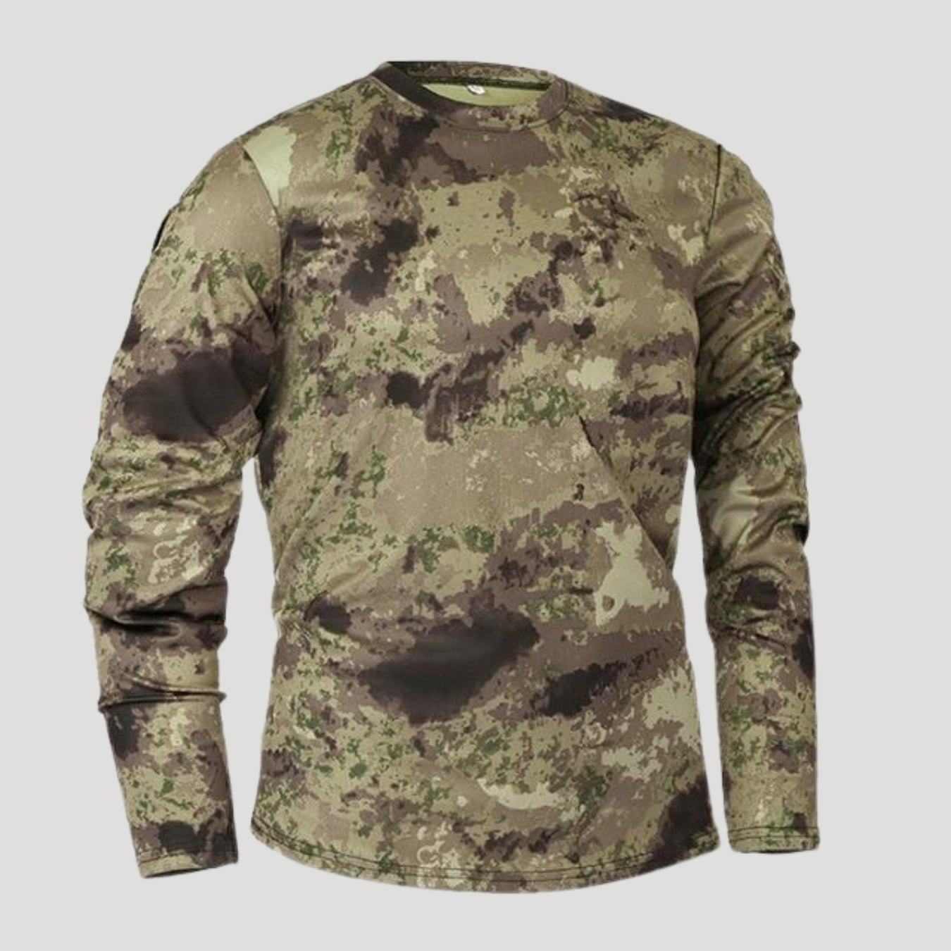 Men’s Camo Long Sleeve Crew Neck Outdoor Tactical Shirt