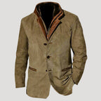 Men’s Leather Suede Blazer Structured Fit Jacket