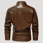 Men’s Brown Leather Cafe Racer Jacket With Quilted Shoulders