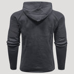 Men’s Knit Pullover Hoodie Ribbed Sleeve Sweatshirt
