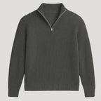 Mens Ribbed Knit Quarter Zip Sweater Long Sleeve Casual Jumper