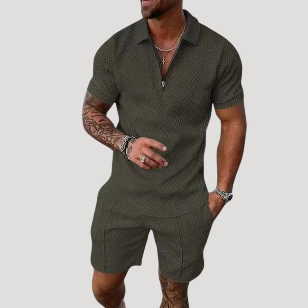 Men’s Short Sleeve Shirt And Shorts Set Relaxed Fit