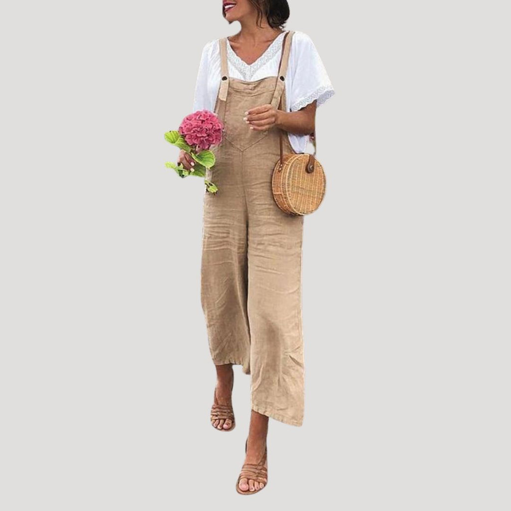Women’s Linen Overalls Wide Leg Suspender Jumpsuit Pants