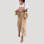 Women’s Linen Overalls Wide Leg Suspender Jumpsuit Pants