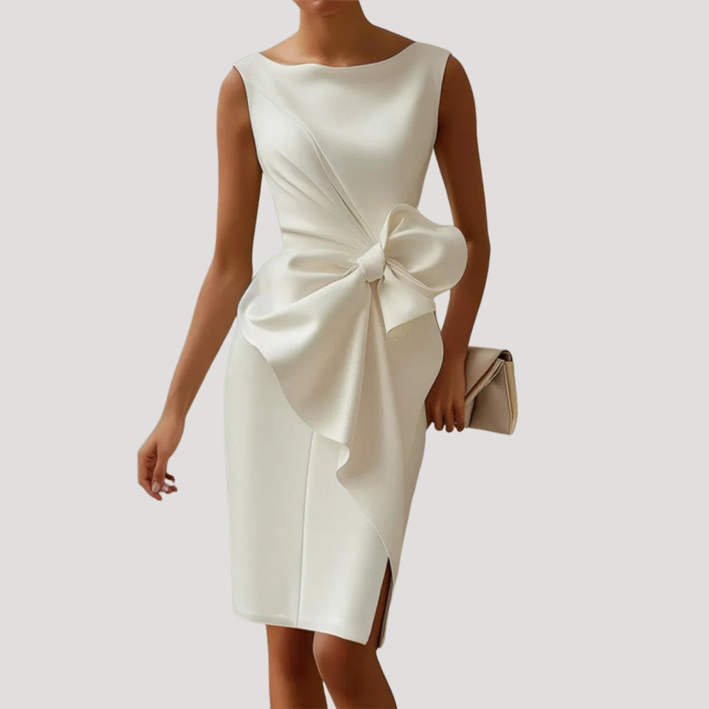 Women’s Sleeveless Midi Dress Tie Waist Elegant Sundress